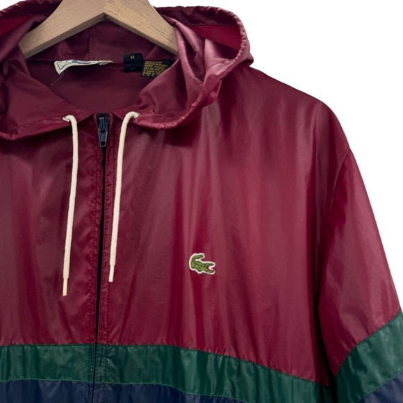 Vintage 90s Jacket Izod Lacoste Windbreaker Lightweight Hooded Full Zip | Medium - Picture 4 of 9